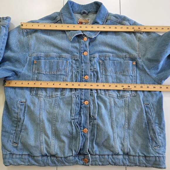 Pilcro Jean Jacket Women M Blue Comeback Boyfriend Denim Anthro Oversize Stretch - Picture 4 of 16